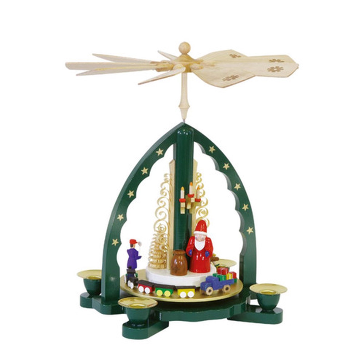 10.5″ Richard Glasser Santa and Toys Christmas Pyramid Candle Holder