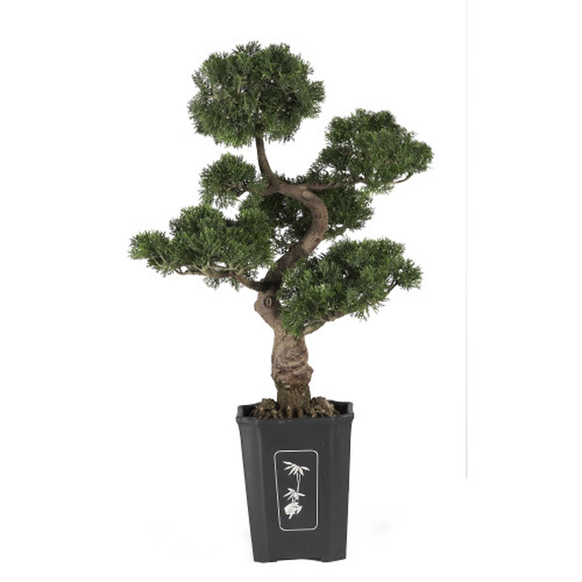 3′ Cedar Bonsai Outdoor Artificial Plant in Gray Planter