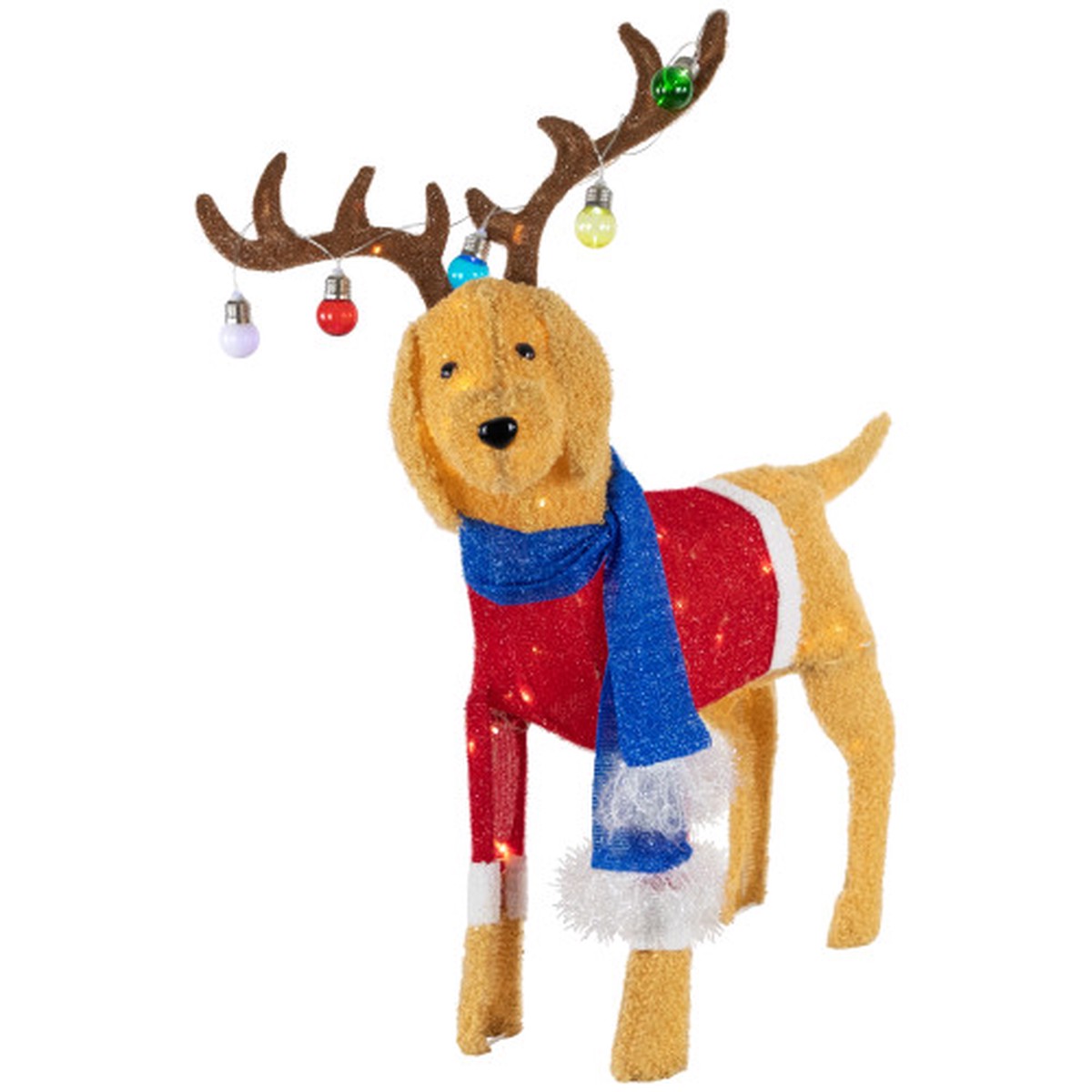 36.5″ LED Lighted Dog Wearing Antlers Christmas Outdoor Yard Decoration