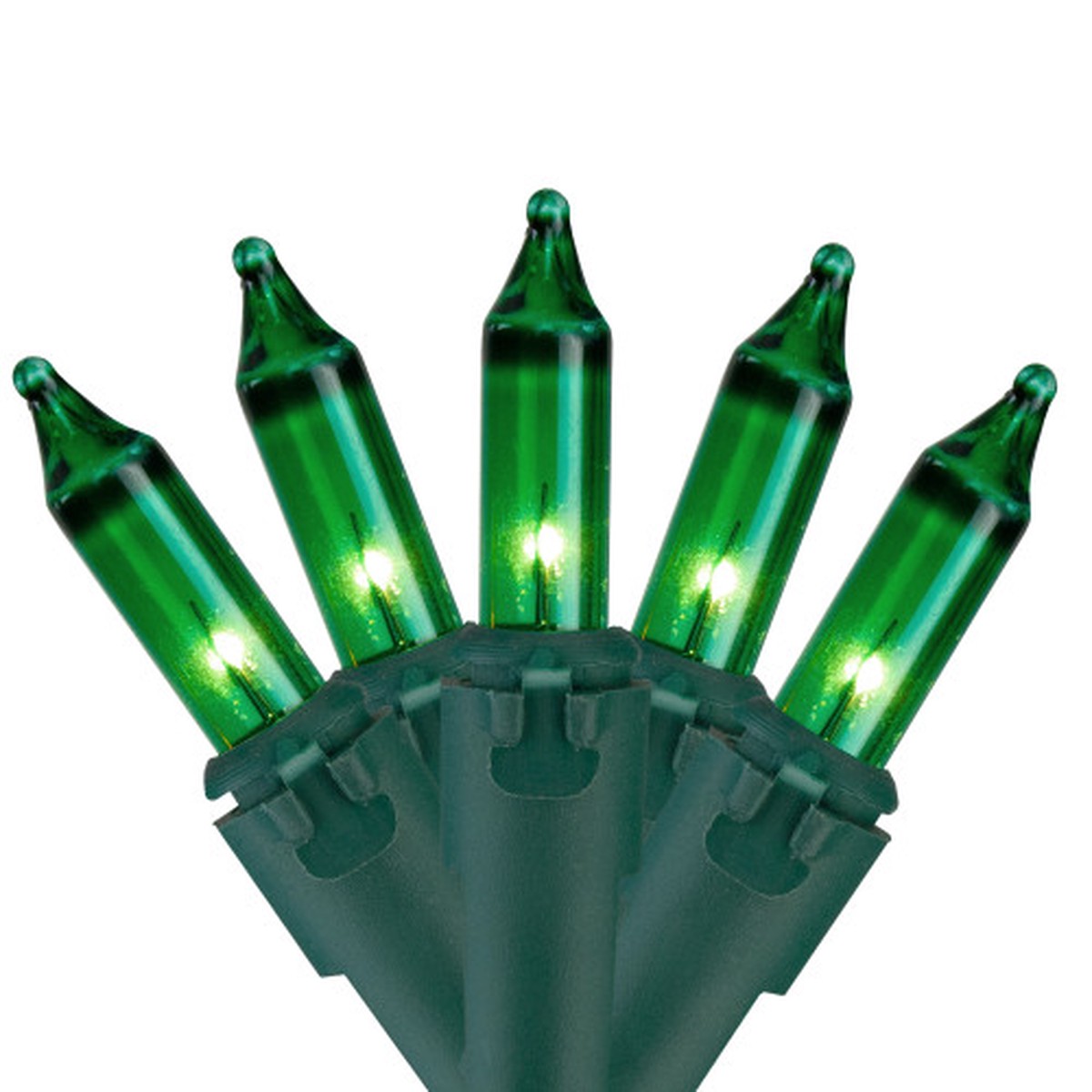 Green Mini Incandescent Christmas Lights - 4.25" Spacing - Green Wire - 50ct