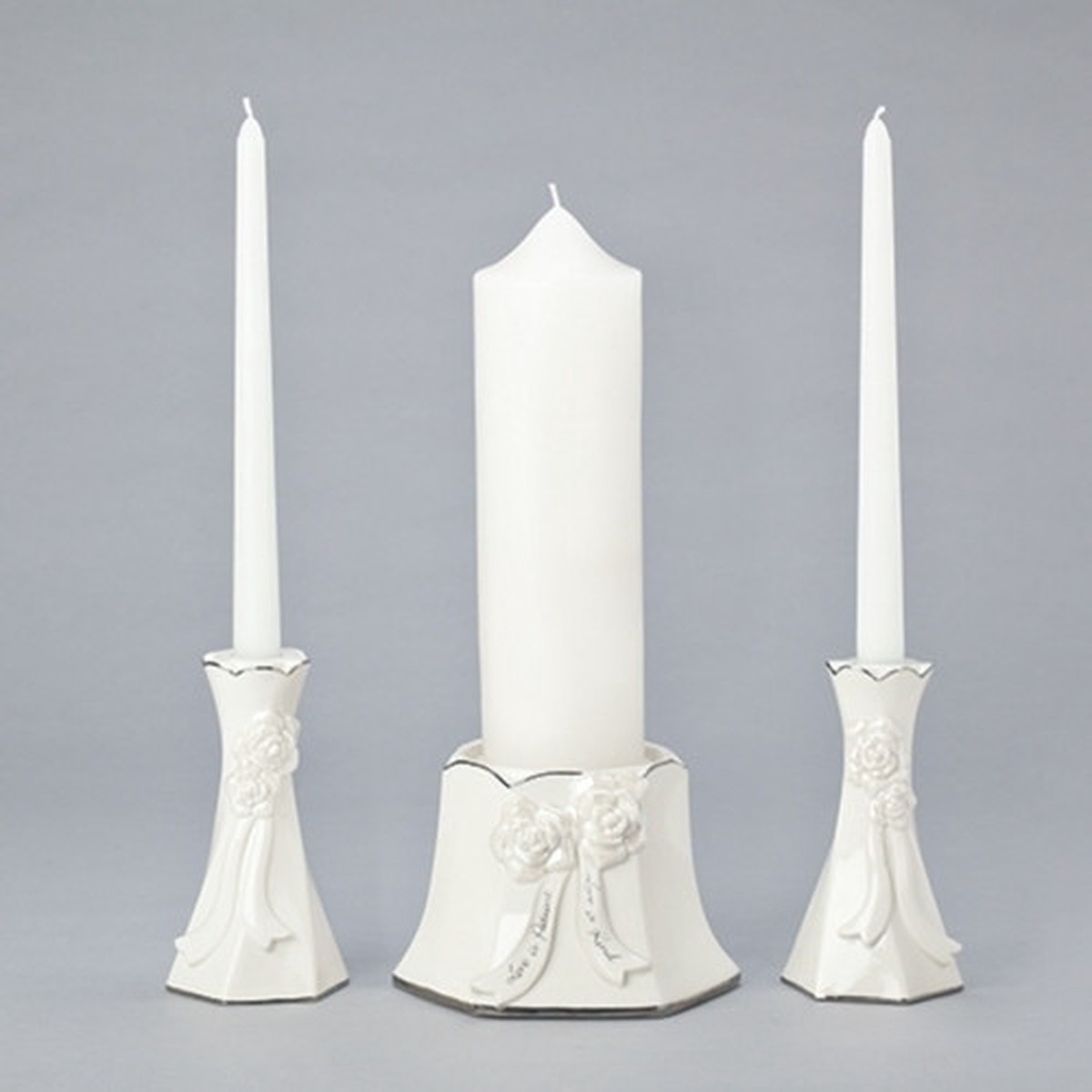 Set of 3 Wedding Unity Candle Holders 12″