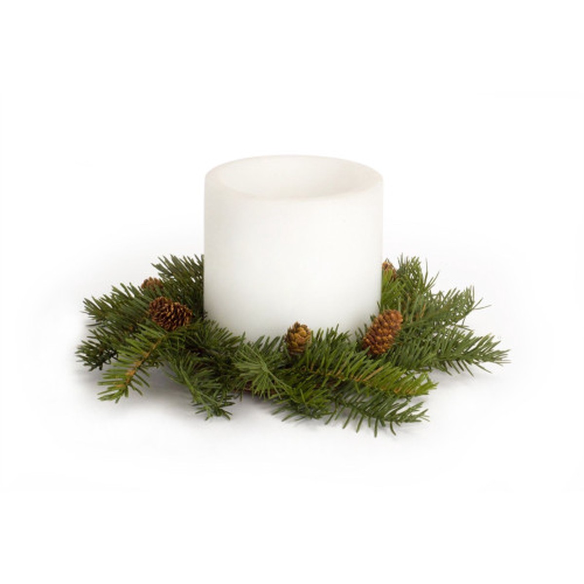 Set of 4 Pine with Pinecone Artificial Christmas Candle Rings 13″