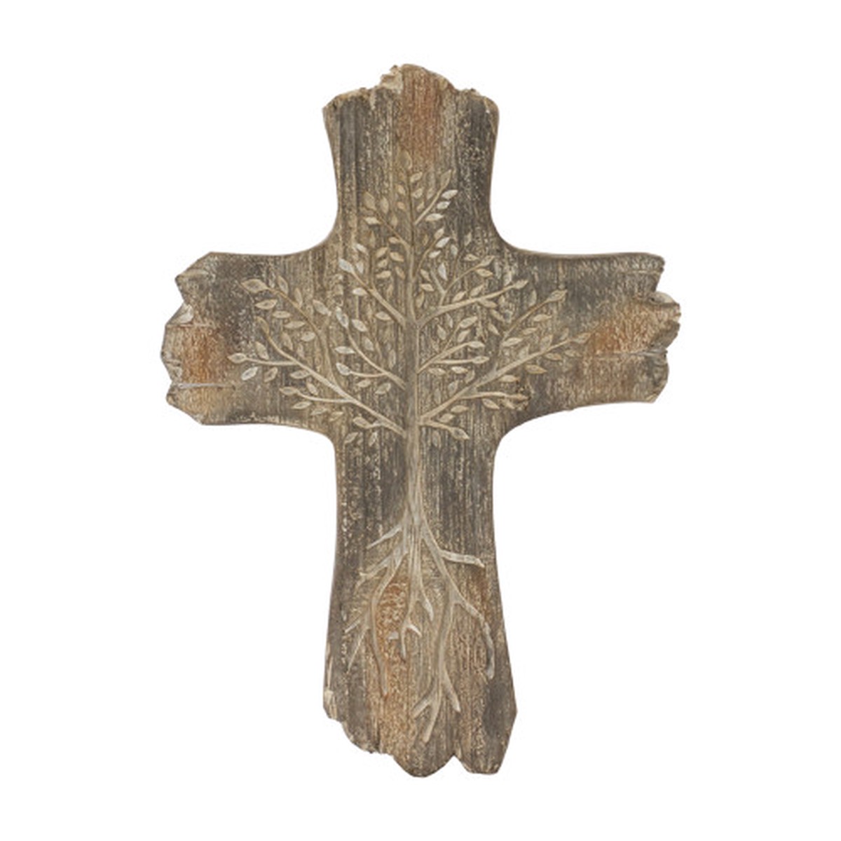 Tree of Life Cross Wall Decoration – 10.25″ – Brown – Set of 4