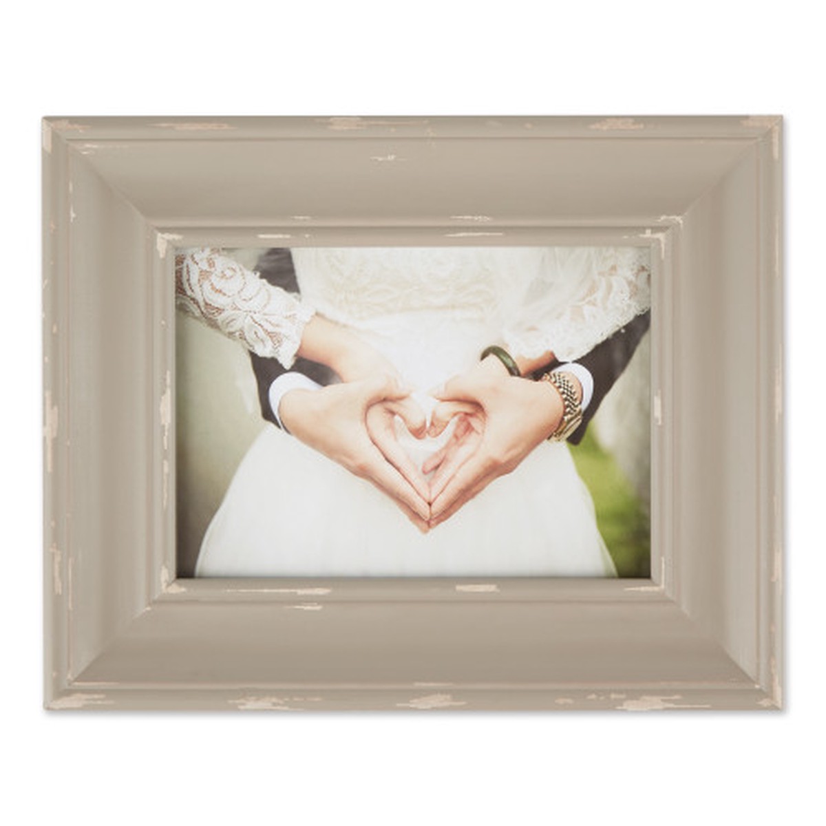 Weathered Rectangular Picture Frame – for 5″ x 7″ Photo – Antique Brown