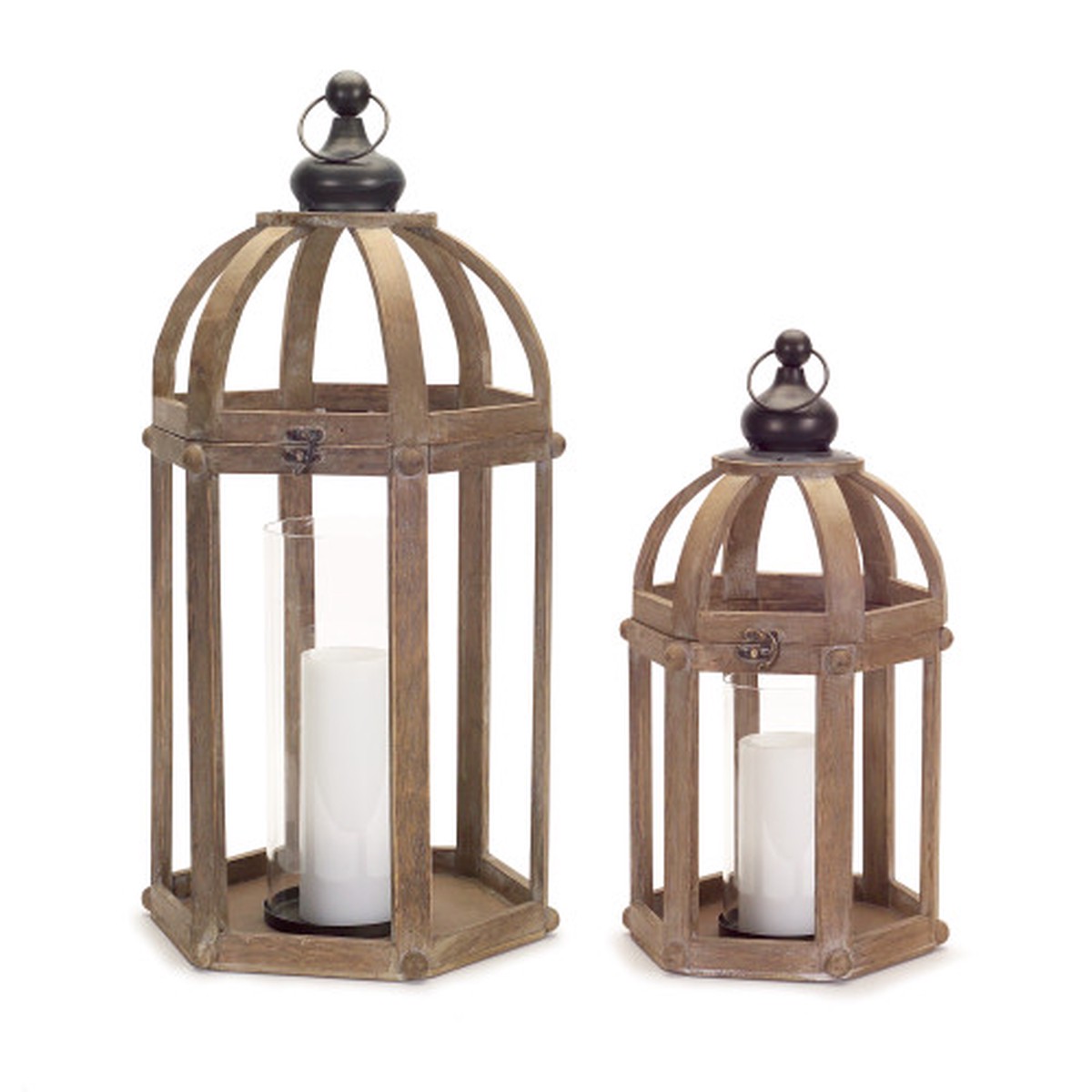 Wooden Silhouette Lantern Tabletop Decorations – 28″ – Set of 2