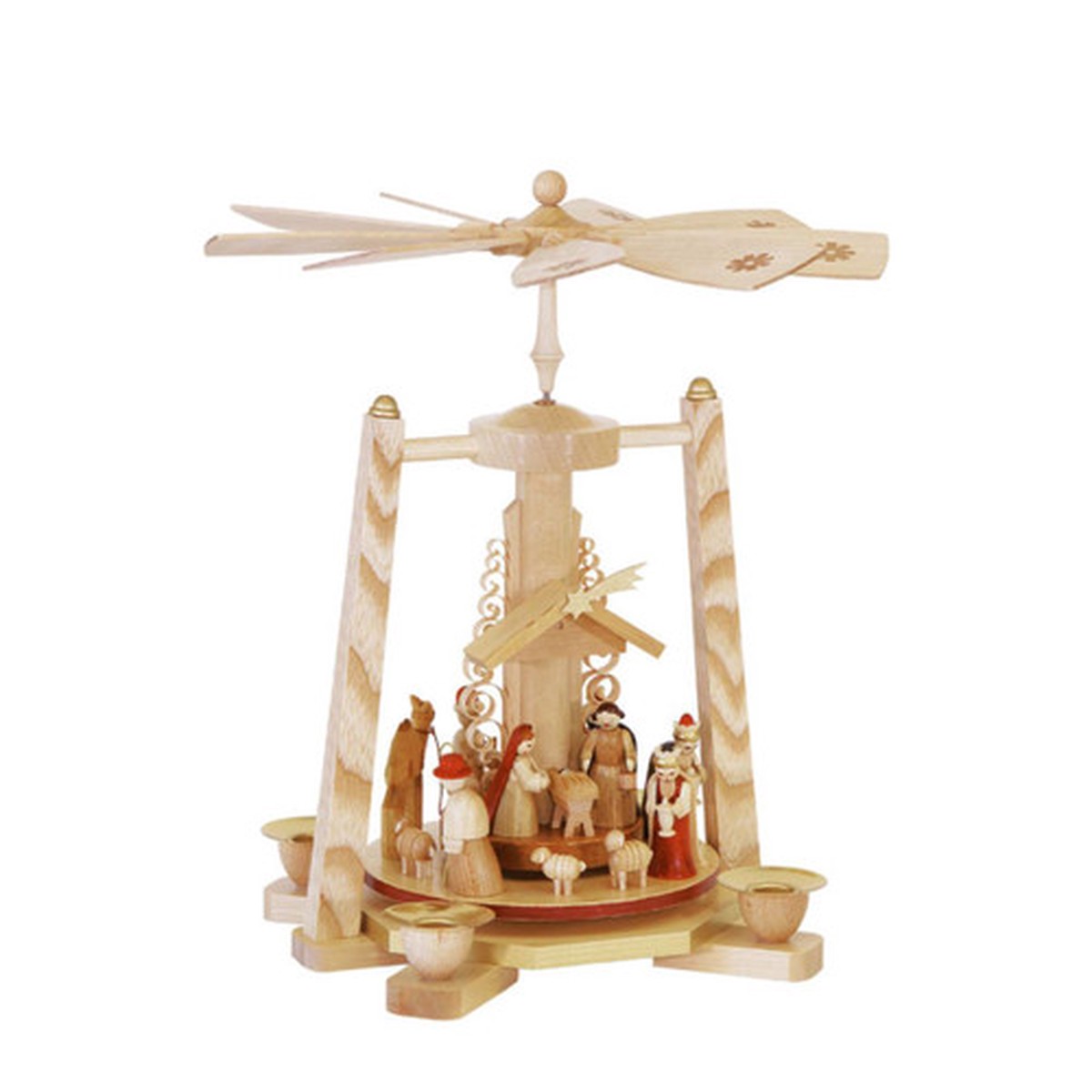 10.75″ Richard Glaesser Nativity Scene Christmas Pyramid Candle Holder