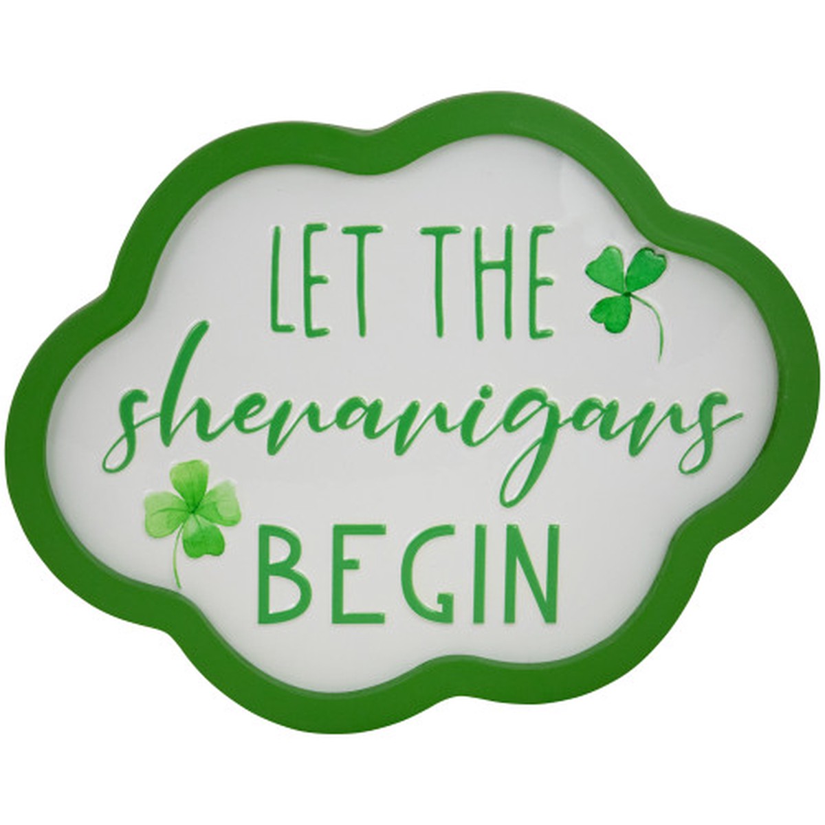 14″ Let the Shenanigans Begin St. Patrick’s Day Shamrocks Framed Wall Sign
