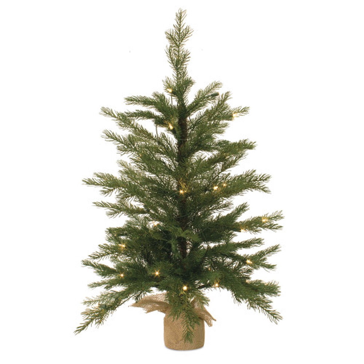 3 Pre-Lit Pine Artificial Christmas Tree in Burlap Base