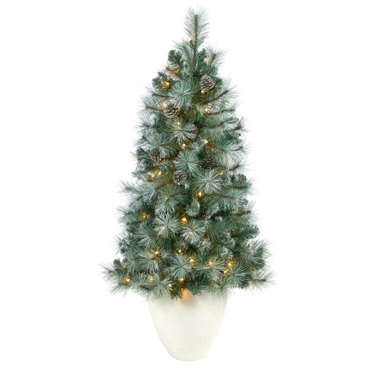 4 Pre-Lit Potted Brit Columbia Pine Artificial Christmas Tree, Clear Lights
