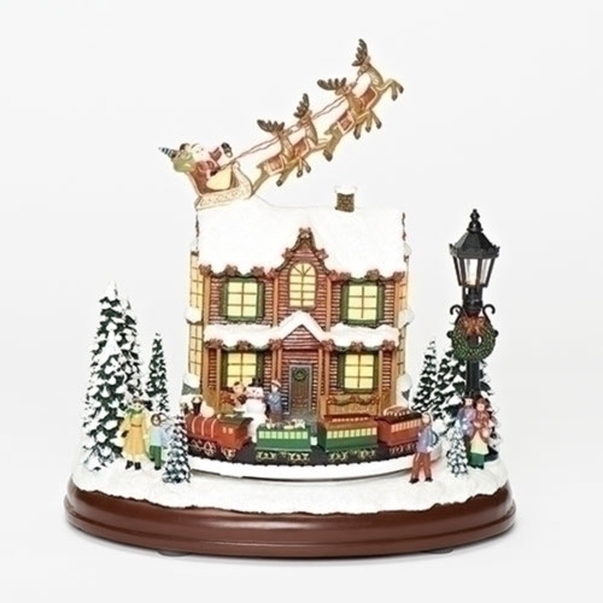 9.25″ LED Lighted and Musical Santa Over House Christmas Village Building