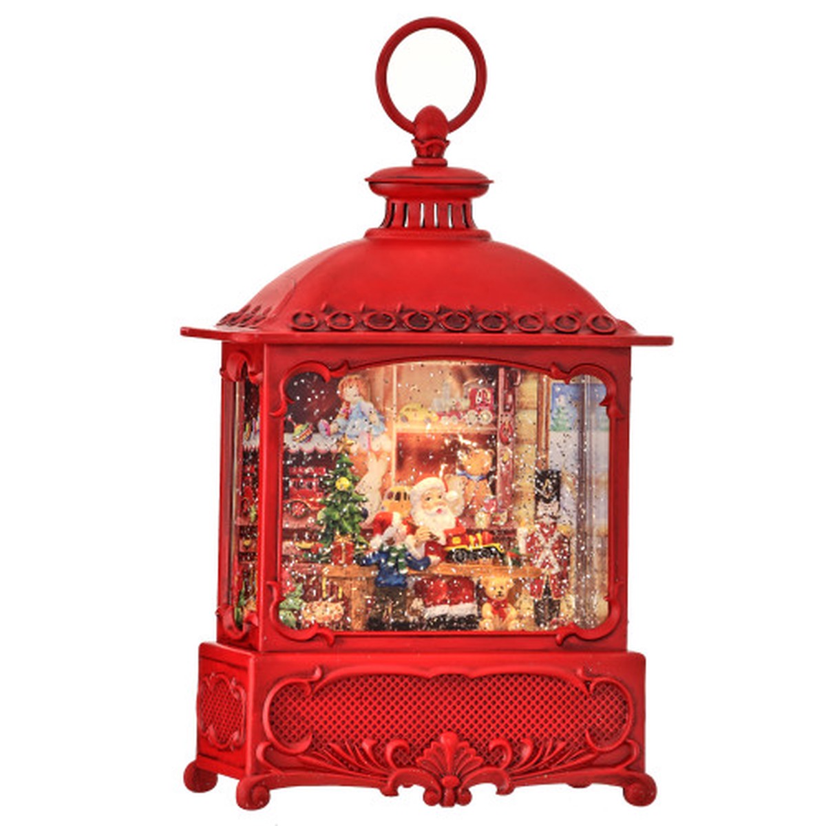 9.75″ Red LED Lighted Santa’s Toy Workshop Christmas Snow Globe