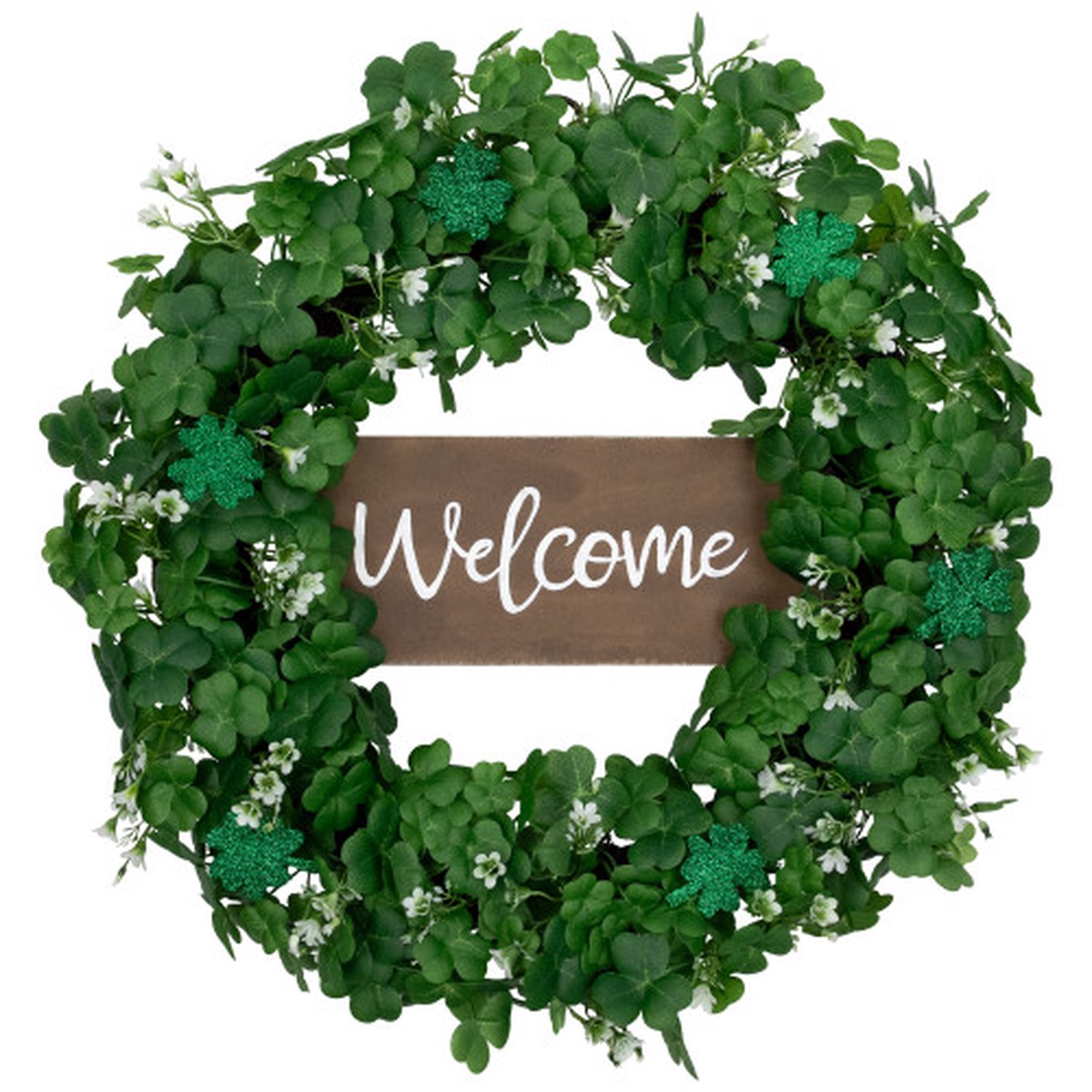 Shamrock Welcome St. Patrick’s Day Twig Wreath – 20″ – Unlit