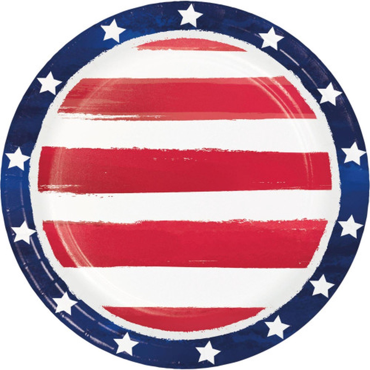 Star and Stripe Patriotic Dessert Plates – 6.75″ – Red and Blue – Club Pack of 96