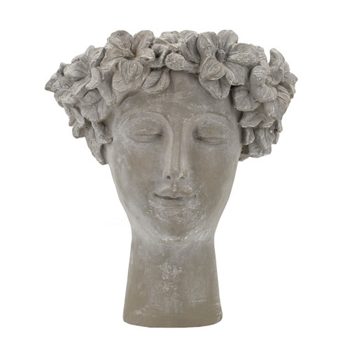 Woman with Floral Crown Cement Planter – 14.5″