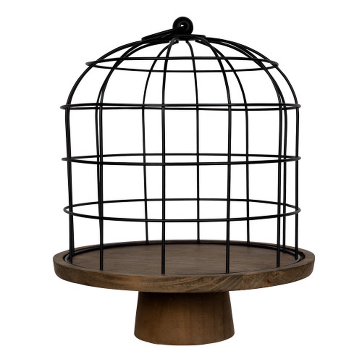 Wood and Metal Birdcage Tabletop Decoration – 12.25″ – Black and Brown
