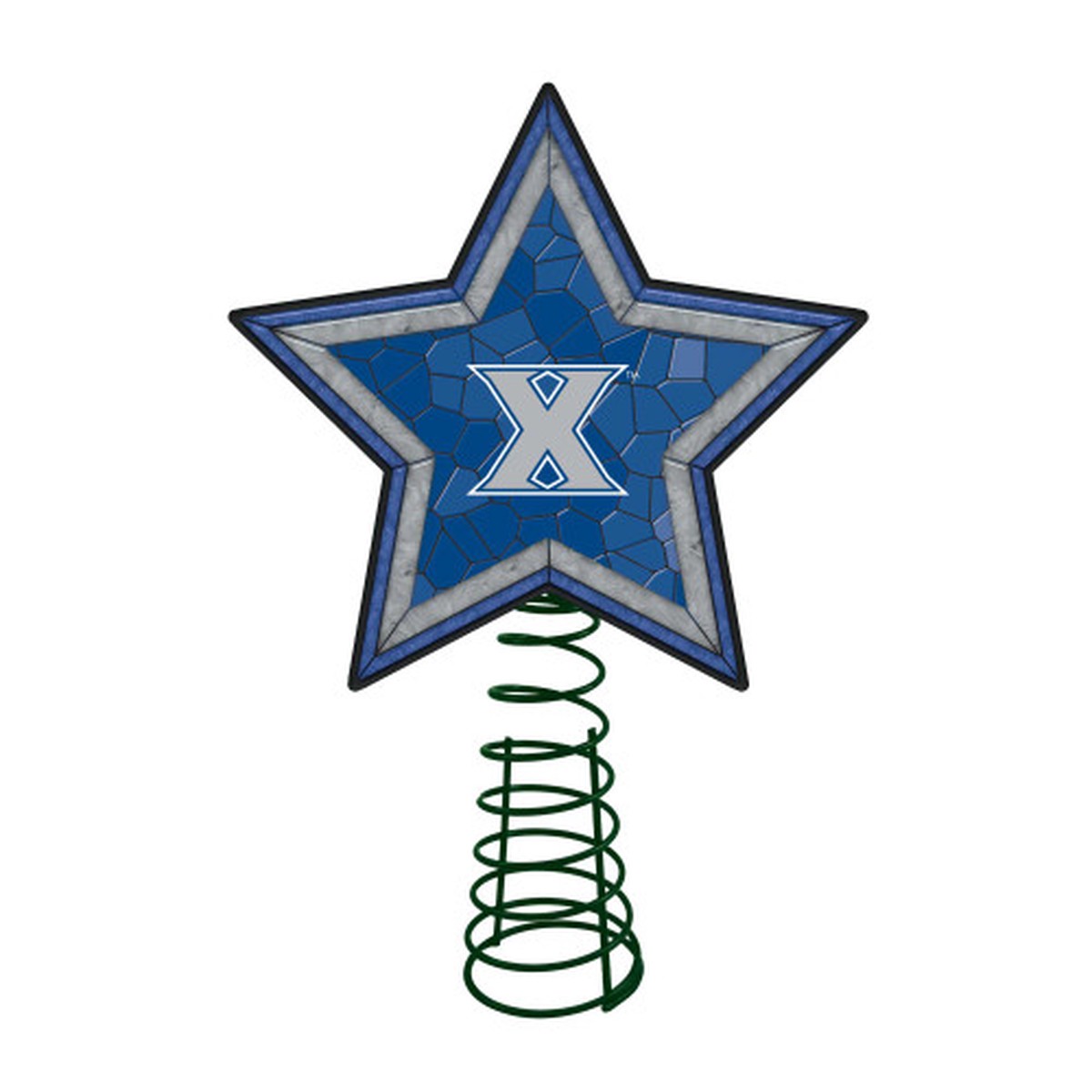 10″ Lighted Blue and Gray Star NCAA Xavier Musketeers Christmas Tree Topper