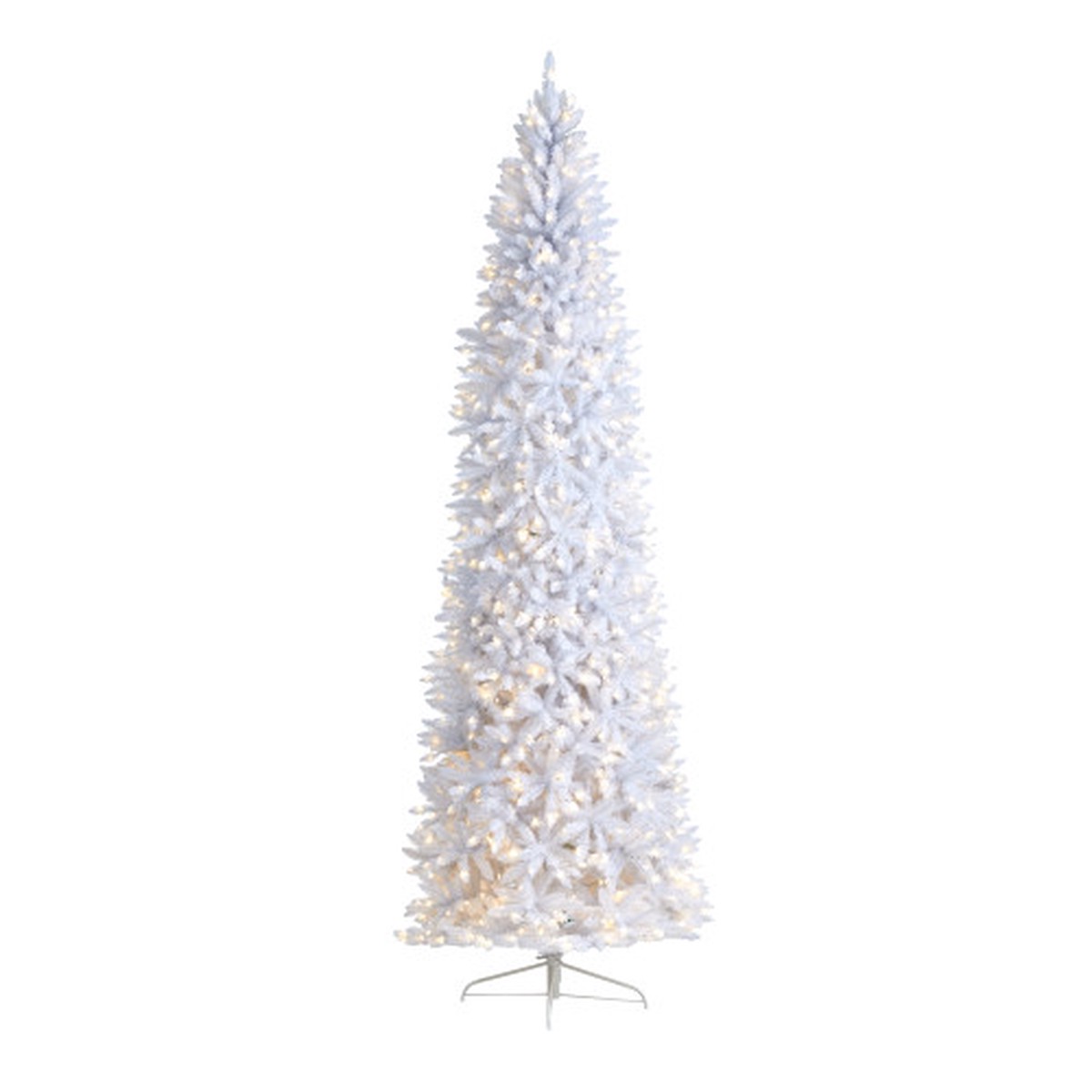 10 Pre-Lit Slim White Artificial Christmas Tree, Clear LED Lights