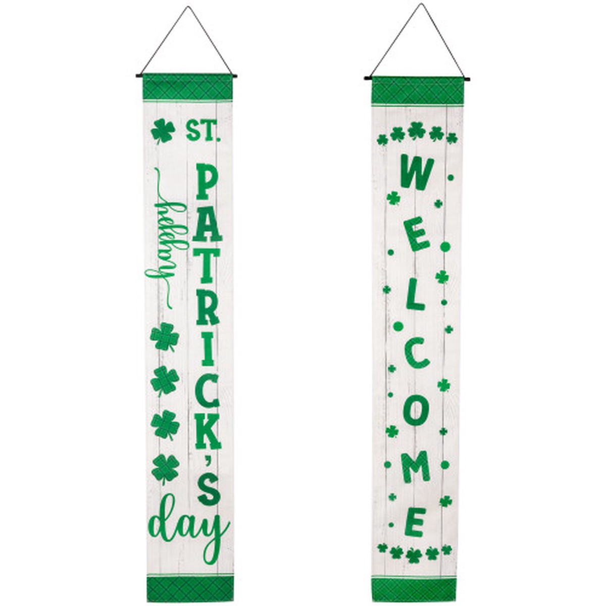 71″ St. Patrick’s Day Welcome Shamrock Porch Door Banners – Set of 2