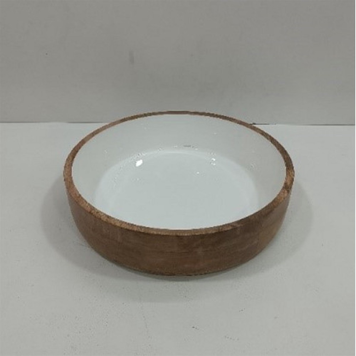 Wooden Large Decorative Bowl – 14″ – White and Brown