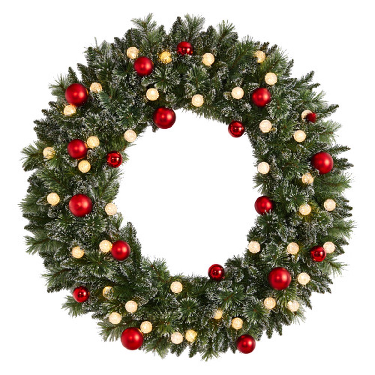 Pre-Lit Frosted Artificial Christmas Wreath, 48-Inch, LED Lights