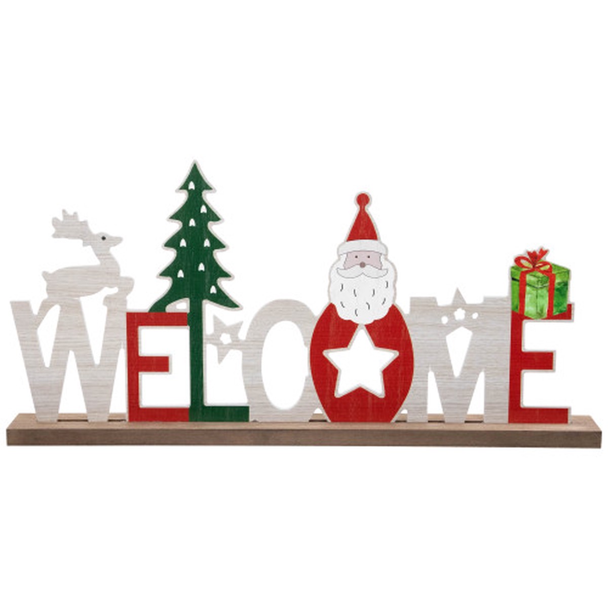 Wooden “Welcome” Christmas Sign – 16″ – Red and White