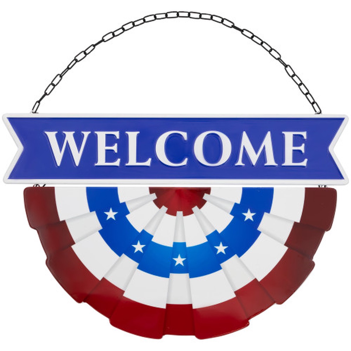 19.5″ 4th of July Metal Wall Bunting “Welcome” Patriotic Hanging Decoration