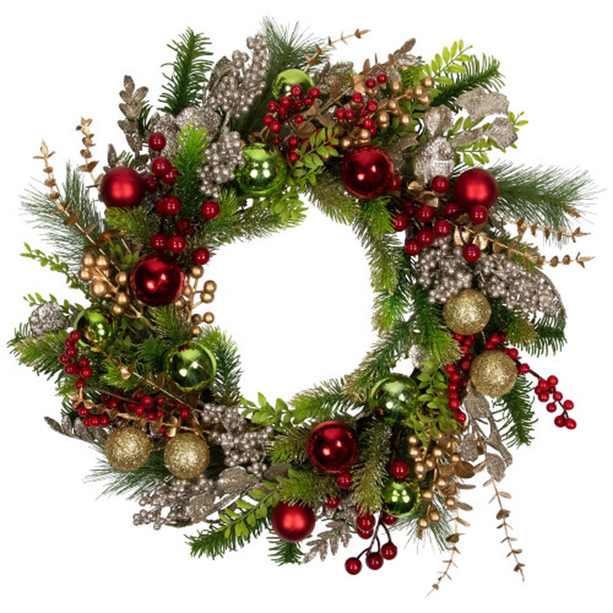 24″ Glittered Ornaments and Berries Artificial Christmas Wreath – Unlit