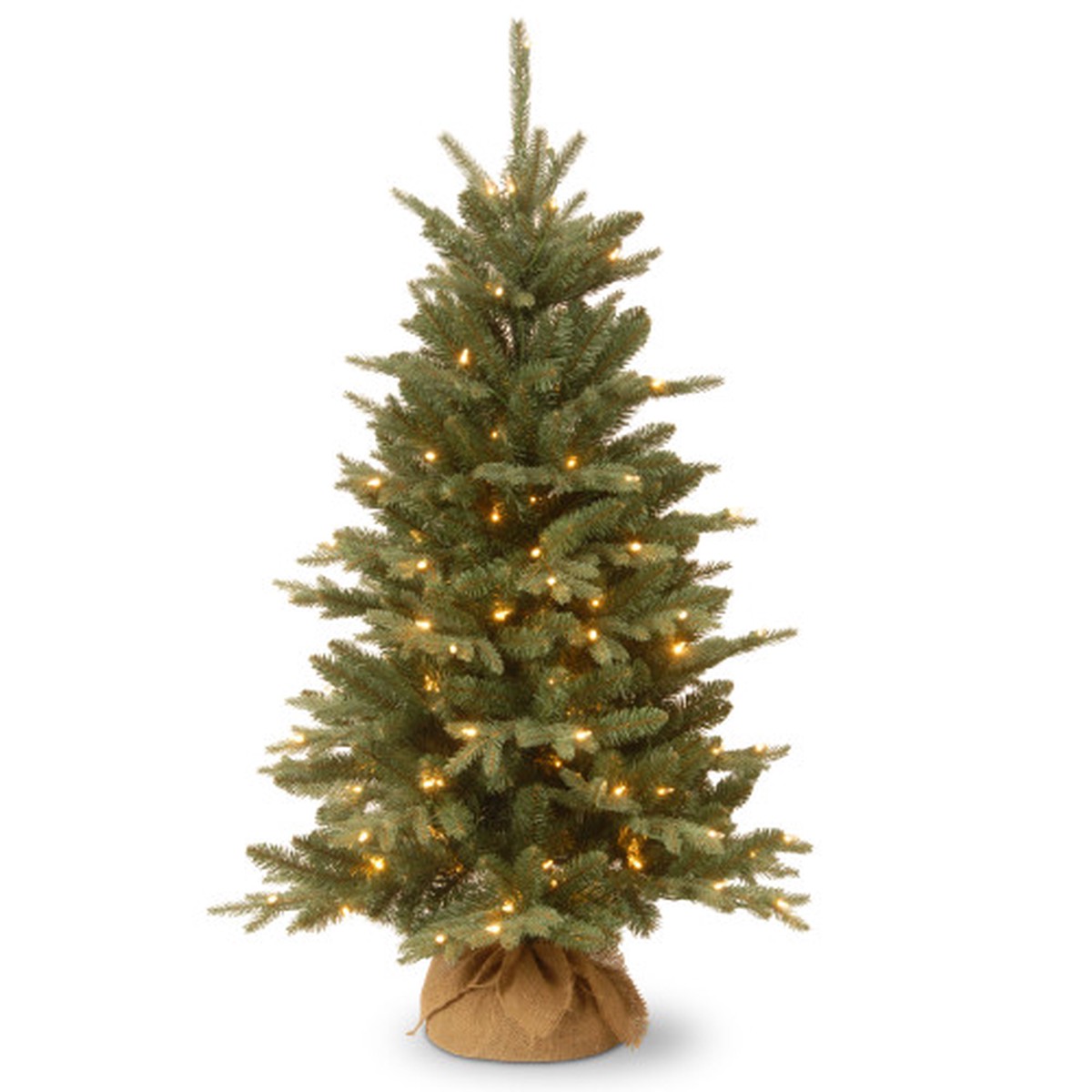 4′ Pre-lit Potted Burlap Artificial Christmas Tree, Clear Lights