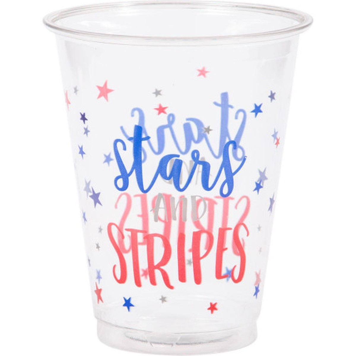 Patriotic American Flag Drinking Party Tumbler Cups 8 oz. – 4.25″ – Clear and Red – Club Pack of 96
