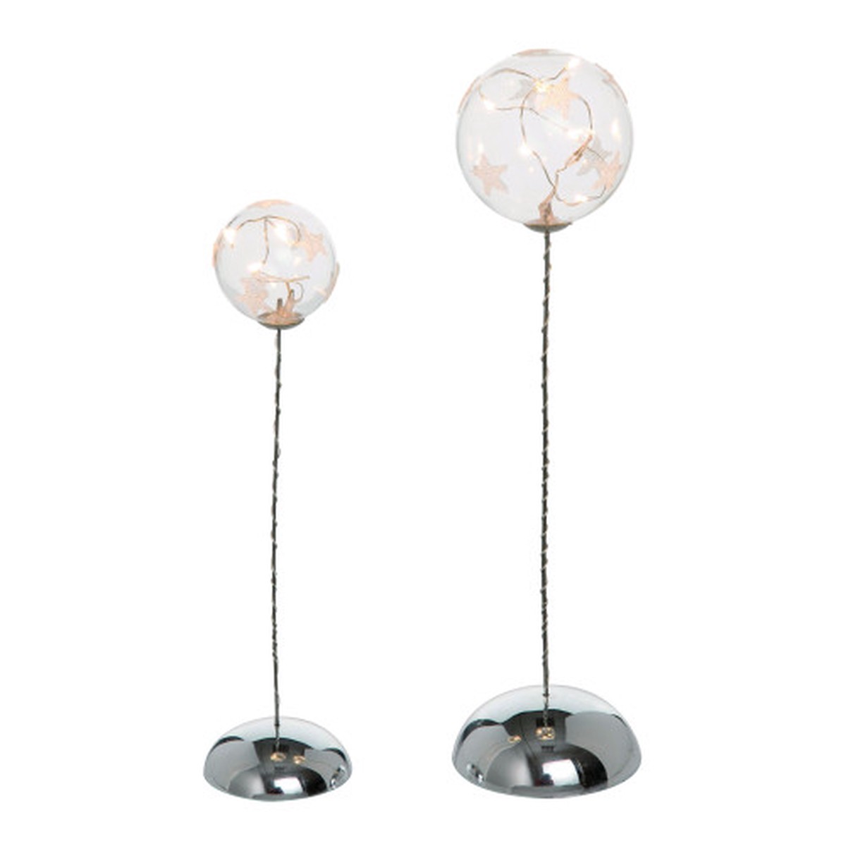 Set of 2 Clear Pre-Lit Star Orbs Christmas Tabletop Decors 12″