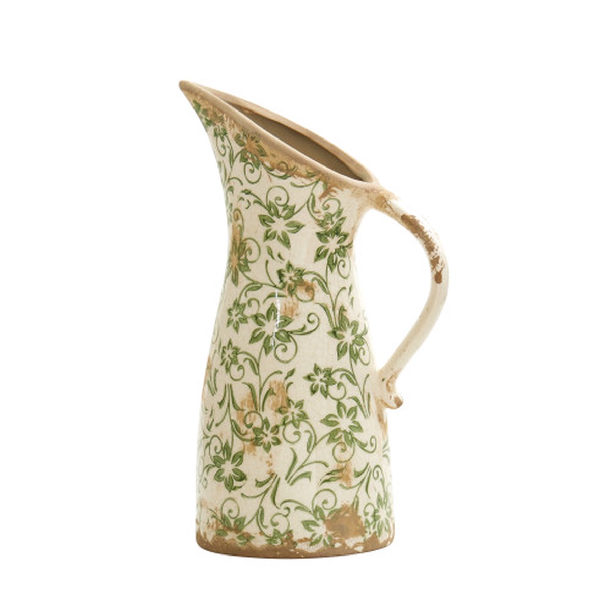 10″ Tuscan Ceramic Scroll Pitcher Vase