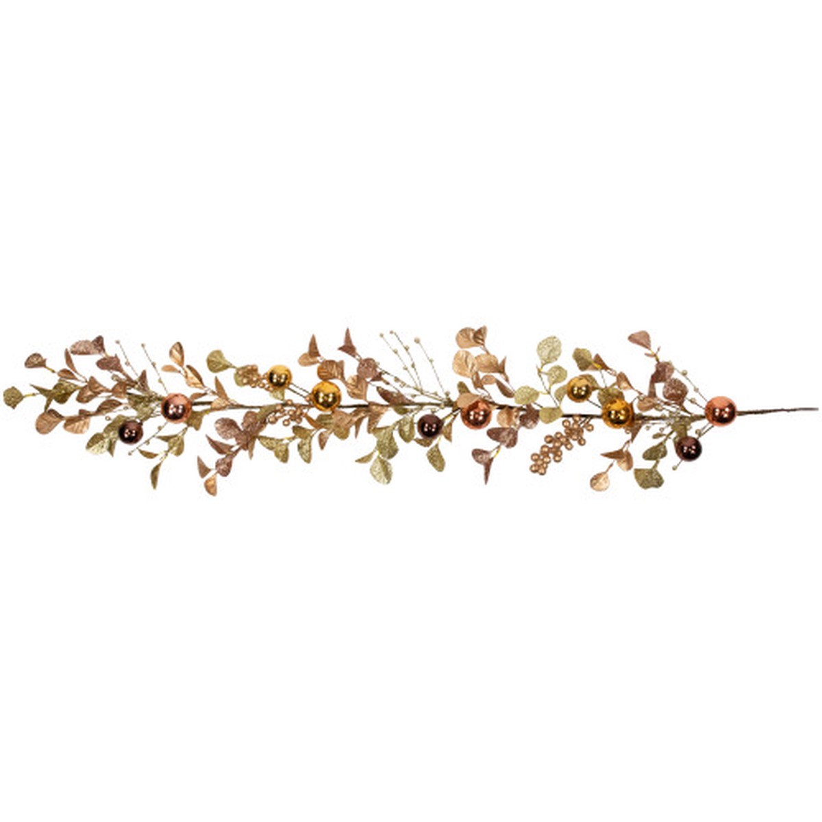Ball Ornaments Glittered Christmas Garland – 5′ x 10″ – Gold and Copper Tone