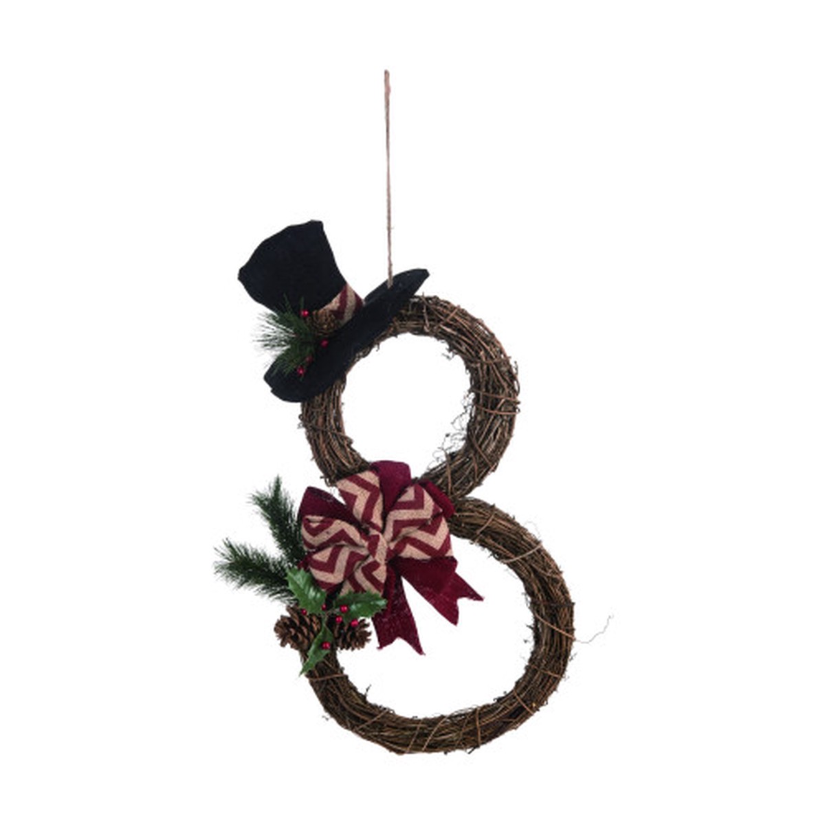 Brown Snowman with Hat Artificial Christmas Wreath – 24-Inch, Unlit