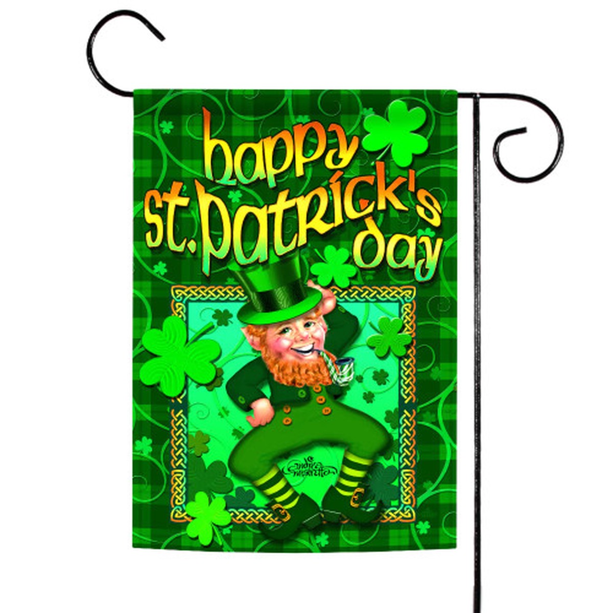 Dancing Leprechaun “Happy St. Patrick’s Day” Outdoor Garden Flag – 18″ x 12.5″