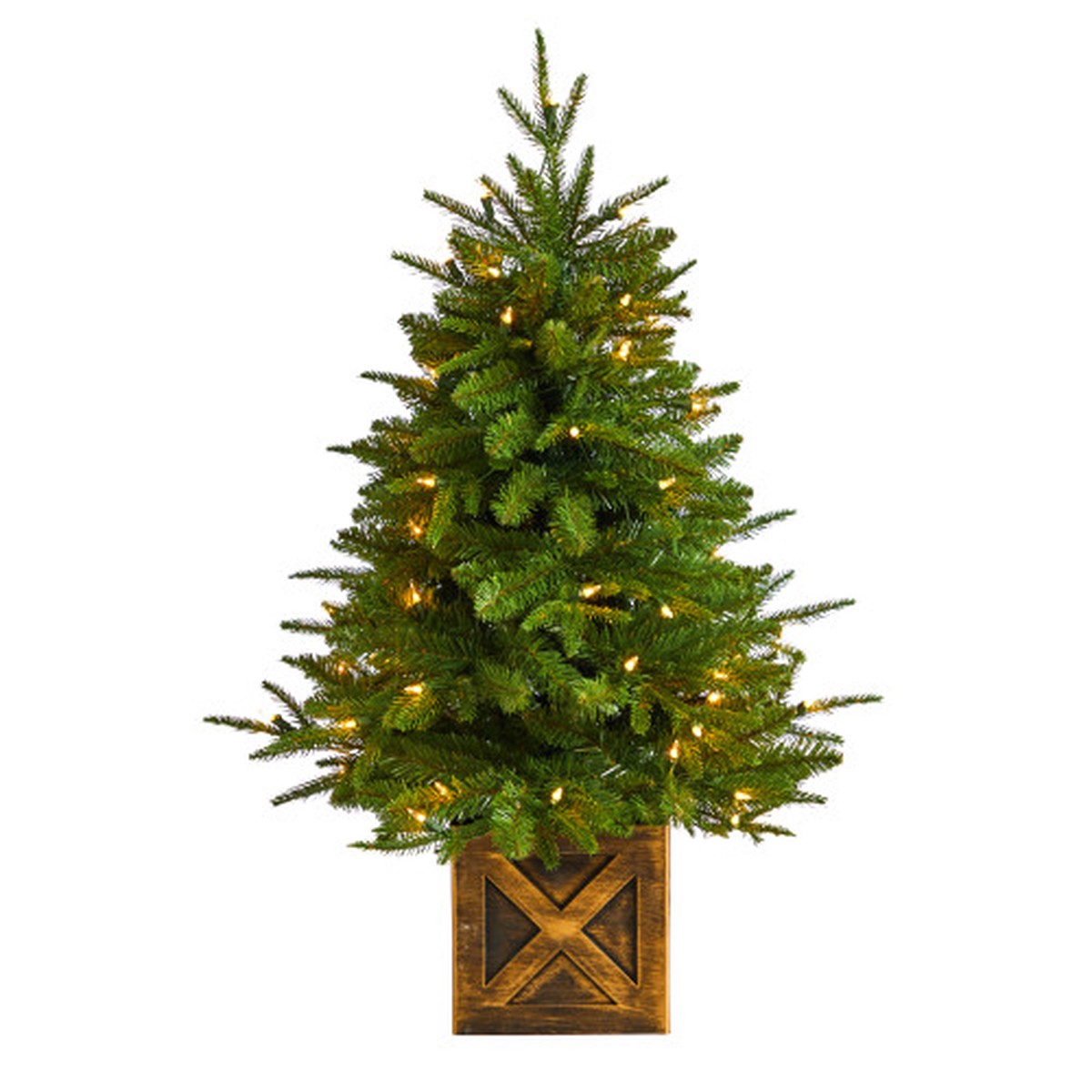 Pre-Lit Potted Artificial Christmas Tree - 3 - Warm Clear Lights