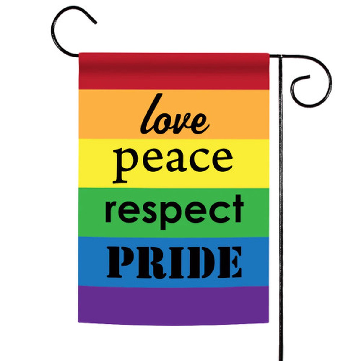 Rainbow “Love Peace Respect Pride” Outdoor Garden Flag – 18″ x 12.5″
