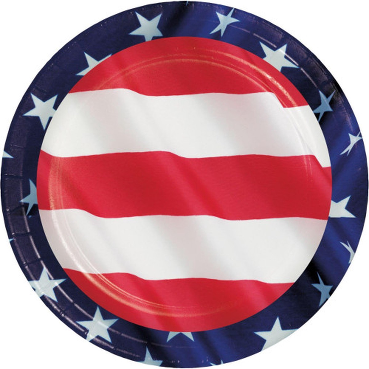 Star and Striped Patriotic Disposable Plates – 6.75″ – Blue and Red – Club Pack of 96