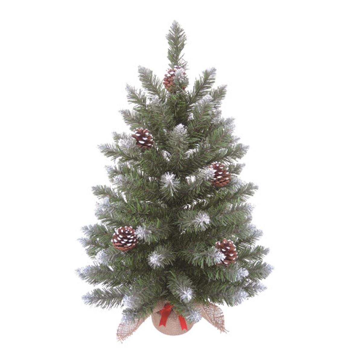 2′ Frosted Fir Artificial Christmas Tree in Burlap Base with Pinecones, Unlit