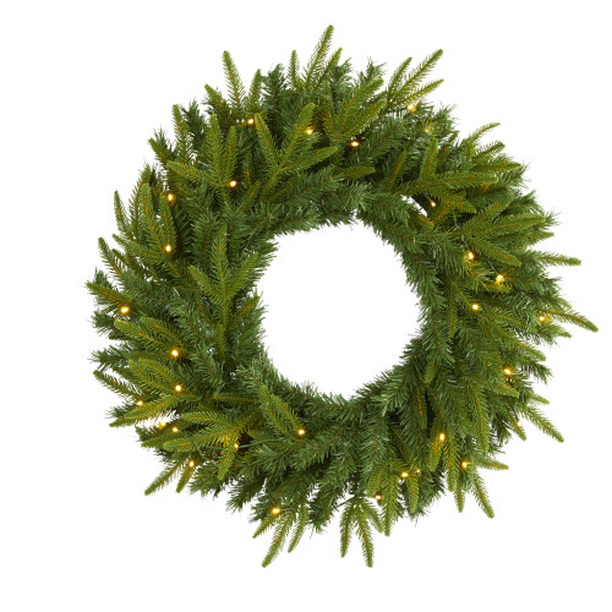 Pre-Lit Long Pine Artificial Christmas Wreath, 24-Inch, Clear LED Lights