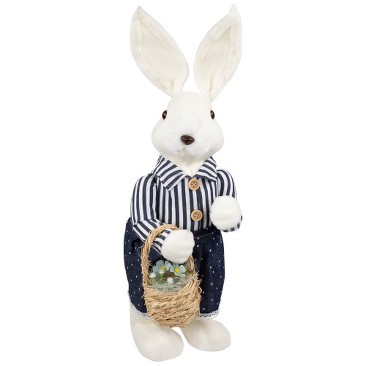 Standing Girl Bunny with Basket Easter Figure – 19″ – Navy Blue