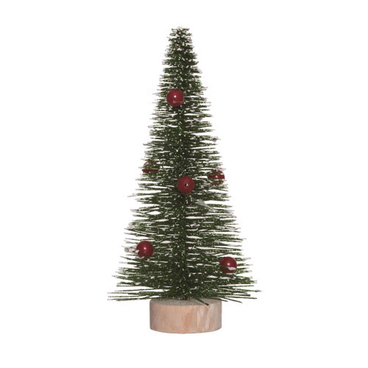 10.25″ Green and Red Bottlebrush with Ornaments Artificial Christmas Tree, Unlit
