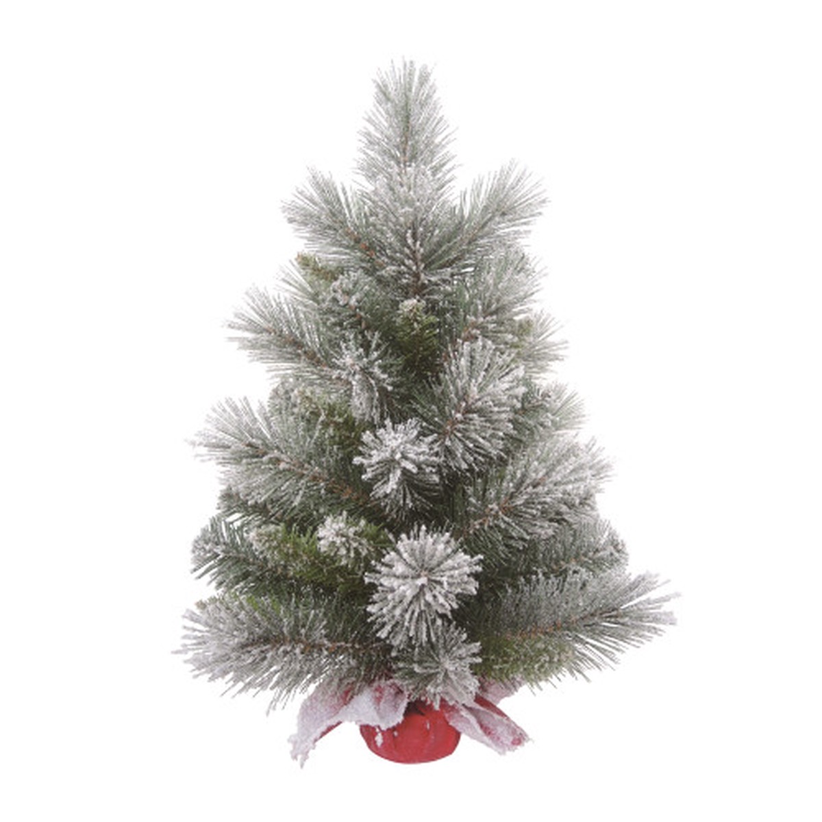 2″ Frosted Artificial Christmas Tree in Red Bag Burlap Base, Unlit