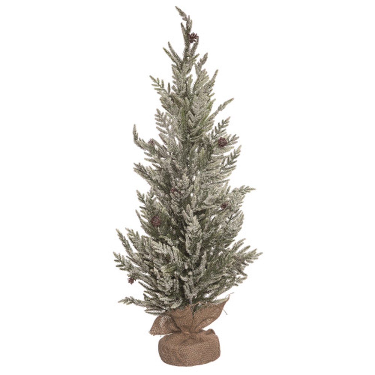 3′ Frosted Relaxed Leaf Artificial Christmas Tree in Burlap Base, Unlit