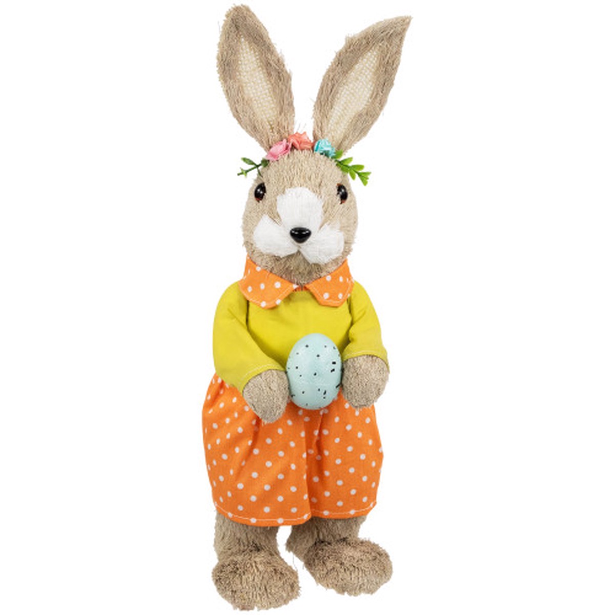 Standing Girl Rabbit with Easter Egg Figure – 15″ – Orange and Green