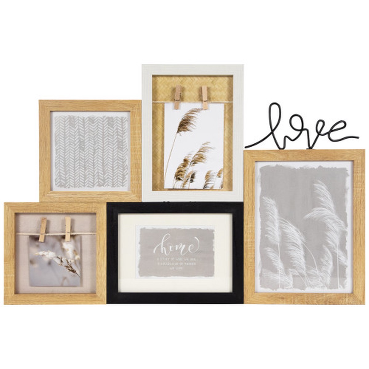 Wooden “Love” Wall Collage Photo Frame – 20.75″ – Beige and Black