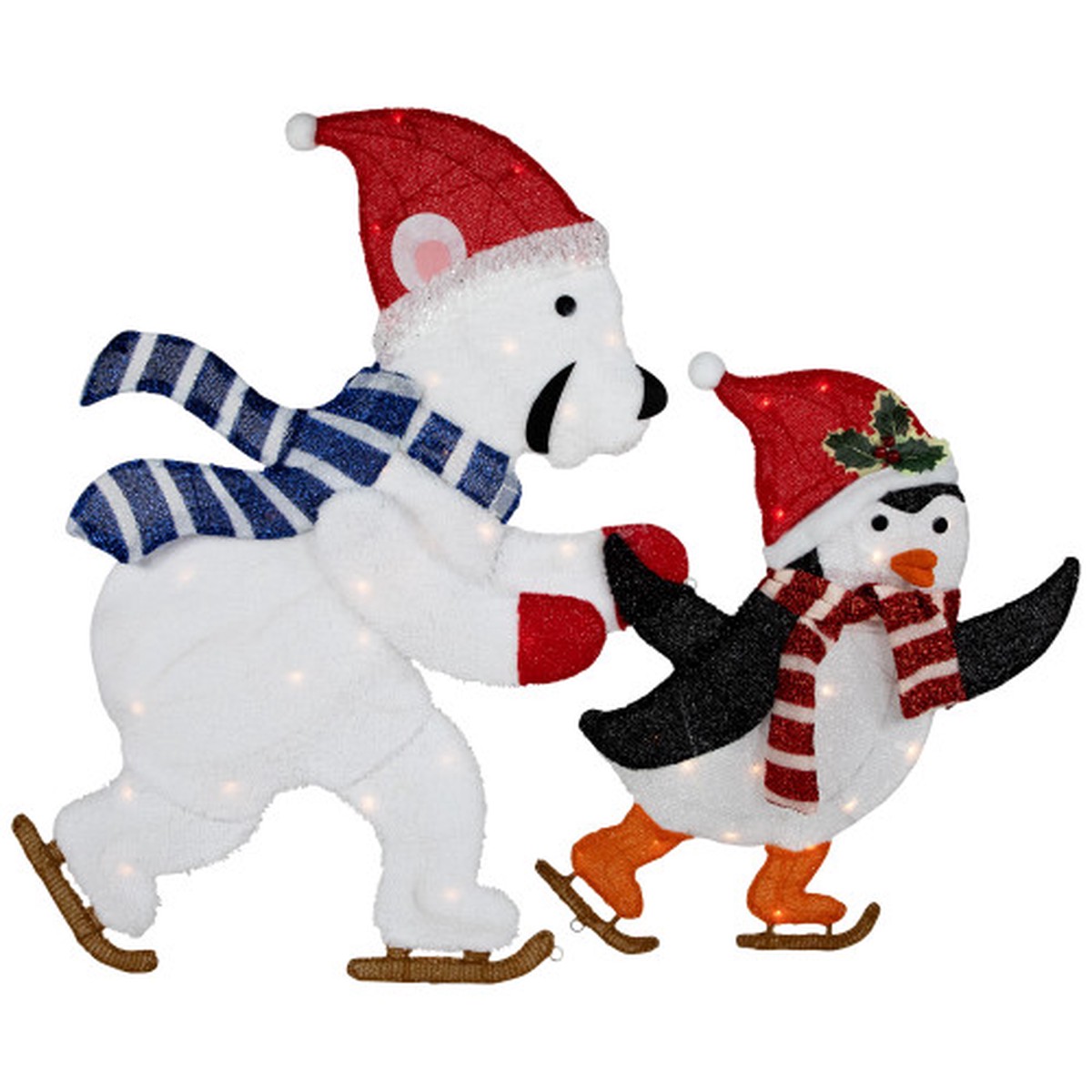 41.25″ Lighted Ice Skating Polar Bear and Penguin Outdoor Christmas Decoration