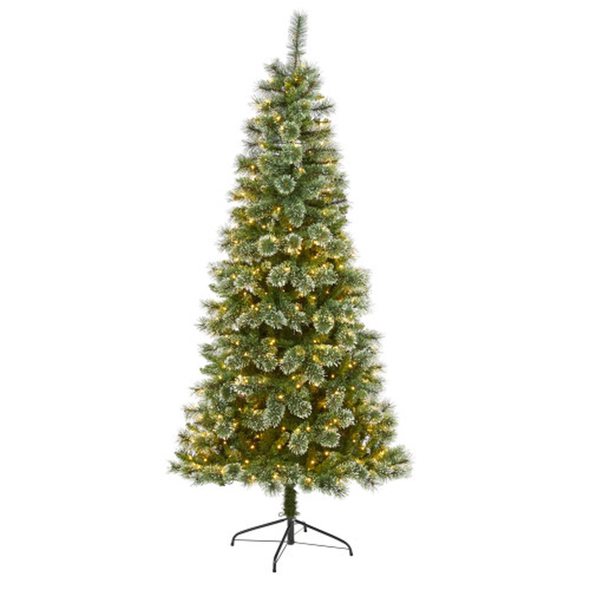 7 Pre-Lit Wisconsin Slim Snow Tip Pine Artificial Christmas Tree, Clear LED Lights