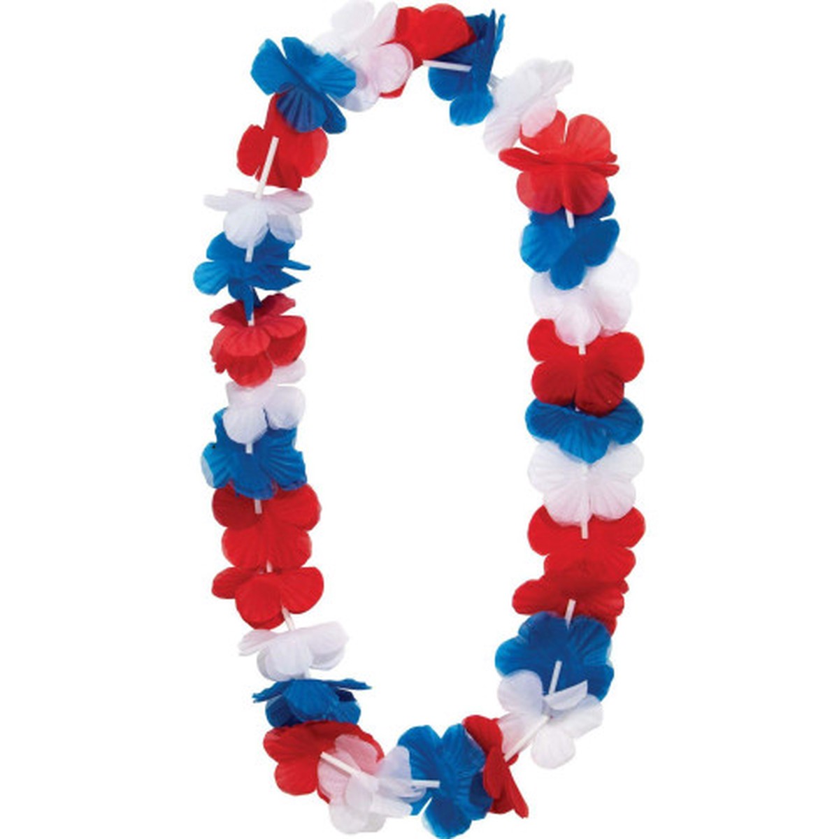 Patriotic Floral Party Leis – 33″ – Red and Blue – Club Pack of 12