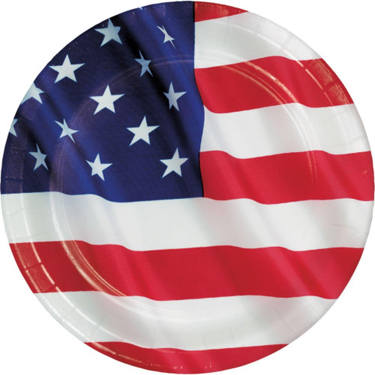 Patriotic Star and Striped Disposable Plates – 8.75″ – Blue and Red – Club Pack of 96
