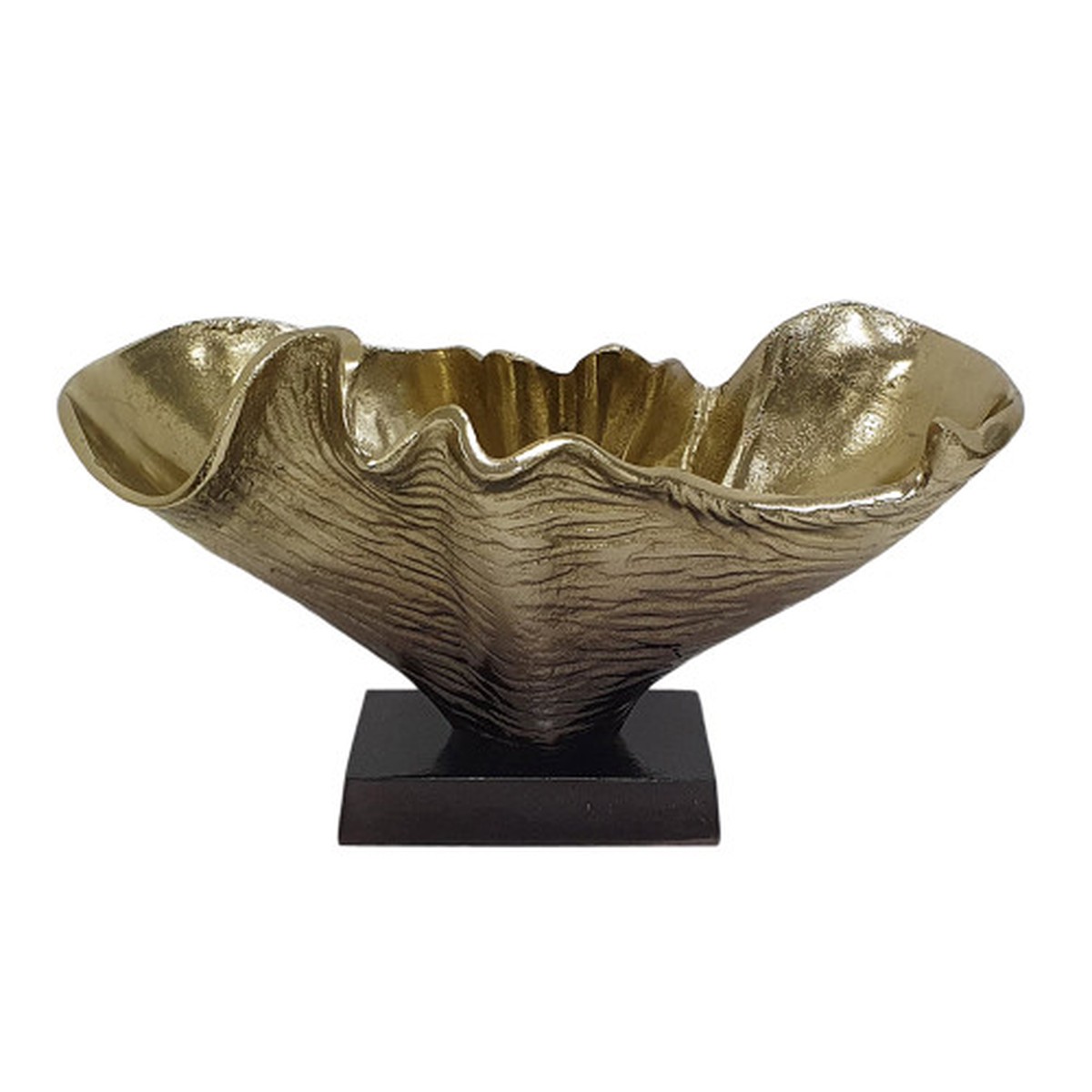 Wavy Curved Edge Aluminum Bowl with Square Base – 14.75″